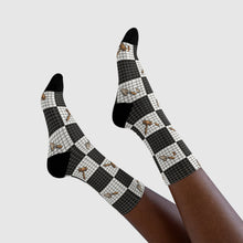Load image into Gallery viewer, Masonic Checkered Gavel Novelty Crew Socks