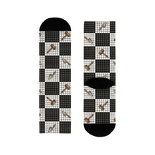 Load image into Gallery viewer, Masonic Checkered Gavel Novelty Crew Socks