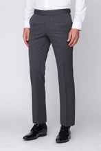 Load image into Gallery viewer, Scott Striped Masonic Plain Front Trouser For Men in Black, 28W-56W