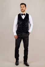Load image into Gallery viewer, AK-26 - Men's Black 3 Piece Velvet Wedding Tuxedo Suit