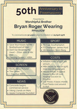 Load image into Gallery viewer, Masonic Anniversary Certificate – 50th, 60th &amp; Beyond