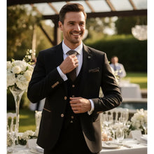 Load image into Gallery viewer, IM32 - Men's Black 3 Piece Tailored Fit Suit