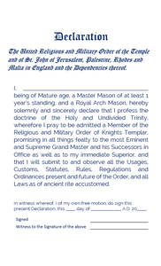 Knight Templar Masonic Declaration Book (A5)