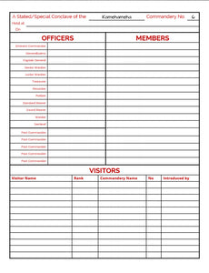 Knights Templar Commandery (US) - York Rite - Attendance Register ...