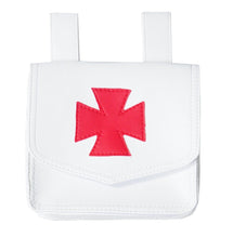 Load image into Gallery viewer, Knights Templar Leather Alms Bag - White