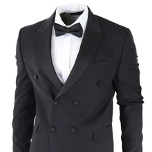 Load image into Gallery viewer, AK-22 - Men's Double Breasted Black Tuxedo Dinner Wedding Suit