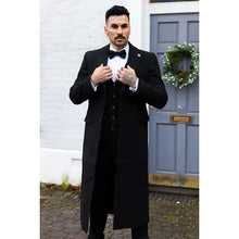 Load image into Gallery viewer, Men's Full Length Overcoat Mac Jacket Wool Feel Charcoal Black 1920s Blinders