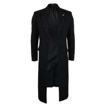 Load image into Gallery viewer, Men's Full Length Overcoat Mac Jacket Wool Feel Charcoal Black 1920s Blinders