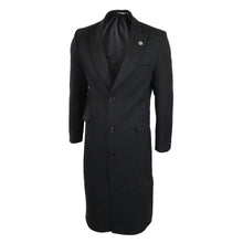 Load image into Gallery viewer, Men's Full Length Overcoat Mac Jacket Wool Feel Charcoal Black 1920s Blinders