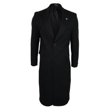 Load image into Gallery viewer, Men's Full Length Overcoat Mac Jacket Wool Feel Charcoal Black 1920s Blinders