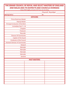 Masonic Attendance Book - Royal and Select Masters