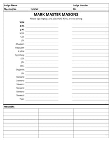 Masonic Attendance Book - Mark Mason