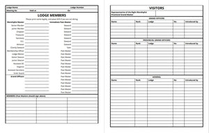 Masonic Attendance Book - Craft