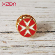 Load image into Gallery viewer, Masonic Lapel Pins Freemasonary Badge Mason Freemason  Black Red Cross Templar order of Knights of Malta Gold Plated Zinc Alloy