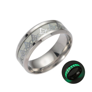 SHOUMAN  316L Stainless Steel Freemasonry Masonic Luminescence Ring Mason Wedding Ring Mason For Men Women Ring