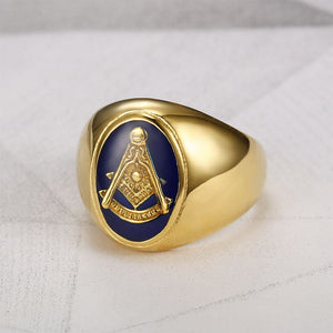 New gold silver color Freemasonry Free Mason Symbol Gold Tone Men's 316L Stainless Steel Masonic Ring