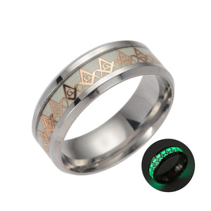 SHOUMAN  316L Stainless Steel Freemasonry Masonic Luminescence Ring Mason Wedding Ring Mason For Men Women Ring