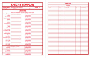 Masonic Attendance Book - Knights Templar / Malta (Split book)