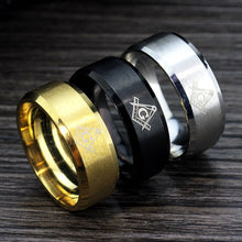 Load image into Gallery viewer, MMS 3Colors Never Fade 316l Stainless Steel Freemasonry Masonic Ring Mason Tungsten Carbide Wedding Ring