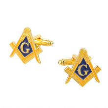 Load image into Gallery viewer, Masonic Compasses Freemason Mason Pin and Cuff links and Tie Clip Set