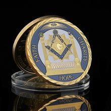 Load image into Gallery viewer, Masonic Freemasonry 1OZ Tokens &amp; Masonic Hope Faith Charity Gold/Silver Plated Coin