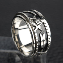 Load image into Gallery viewer, Rotatabl Stainless Steel Masonic Rings for Men Signet Freemason Ring Freemasonry Vintage Punk Jewelry Mens Male Anillos Gift