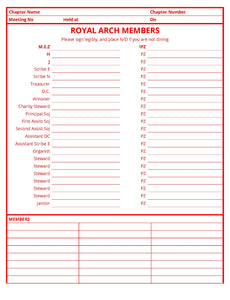 Masonic Attendance Book - Royal Arch